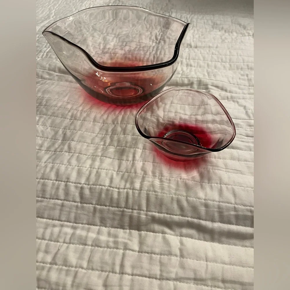 Vintage Indiana Glass Anchor Hocking Cranberry Pink Glass Chip and Dip Bowl